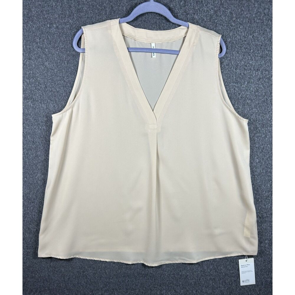 NWT Halara V-Neck Sleeveless Work Blouse Top – Gray Sand / Size XL